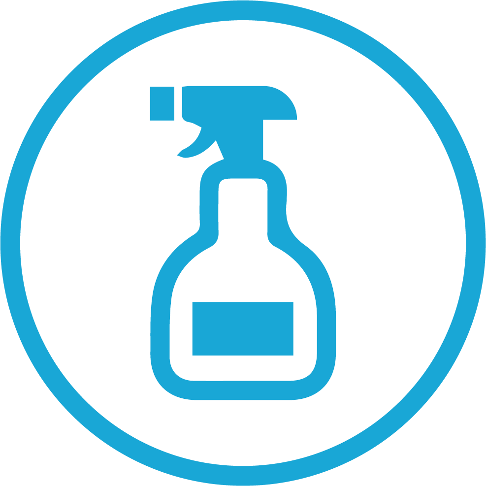 Spray bottle for surface and subsurface cleaning icon